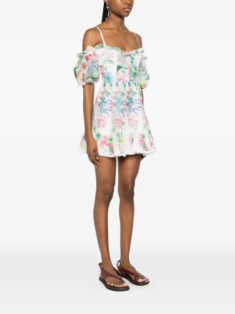Charo Ruiz Ibiza floral ruffled mini dress - White