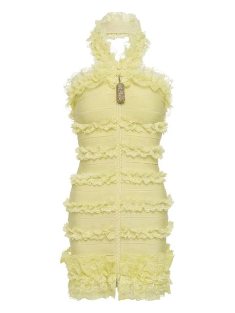 Self-Portrait ruffled zip mini dress - Yellow - zdjęcie produktu nr 1