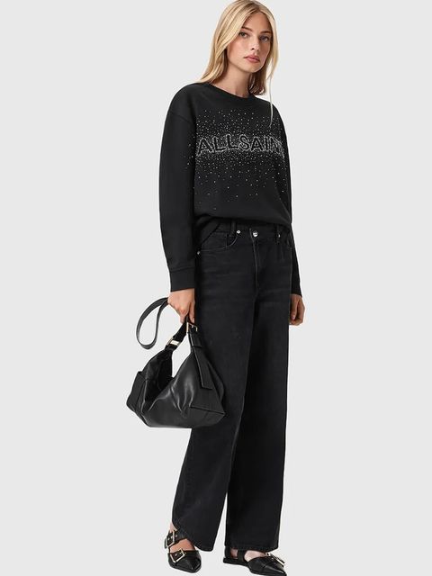 AllSaints bluza damska kolor czarny z aplikacją W052JE