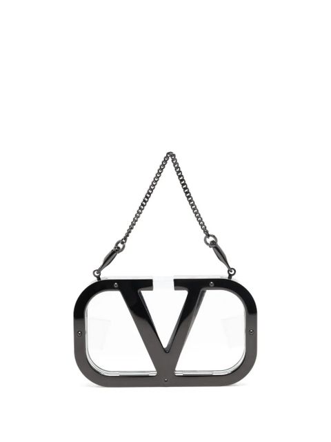 Valentino Garavani logo-plaque clear clutch - Black - zdjęcie produktu nr 1