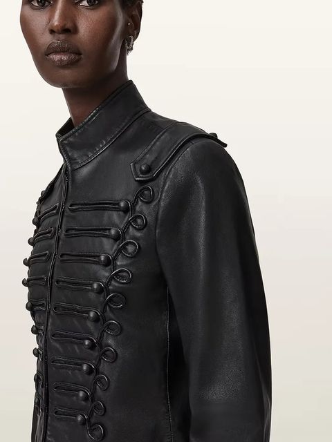 AllSaints kurtka skórzana kolor czarny przejściowa W075LD