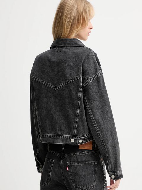 Levi's kurtka jeansowa kolor szary przejściowa oversize A9456