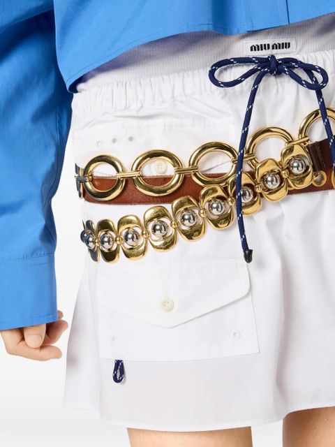 Miu Miu flap-pockets logo-detail mini skirt - White