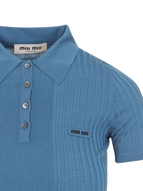 Miu Miu logo-plaque polo top - Blue