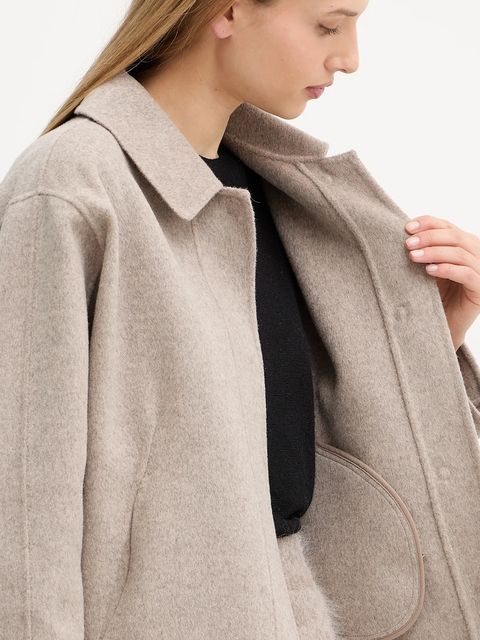 BOSS płaszcz wełniany damski kolor szary przejściowy 50543170