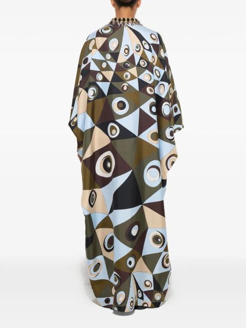 PUCCI Occhi-print silk kaftan with embroidery - Green