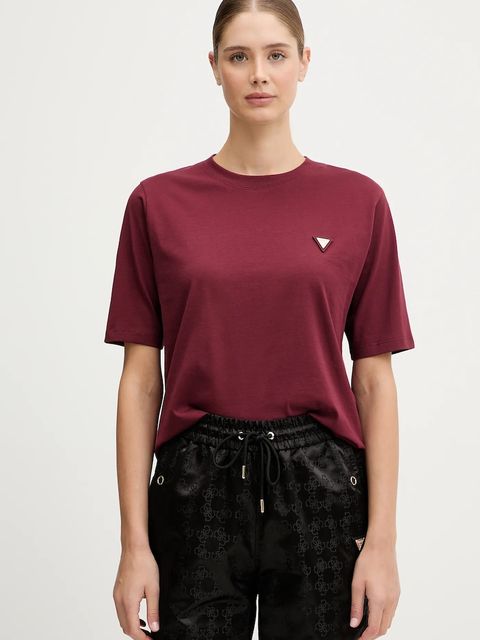 Guess t-shirt bawełniany damski kolor bordowy V4BI21 I3Z14 - zdjęcie produktu nr 1