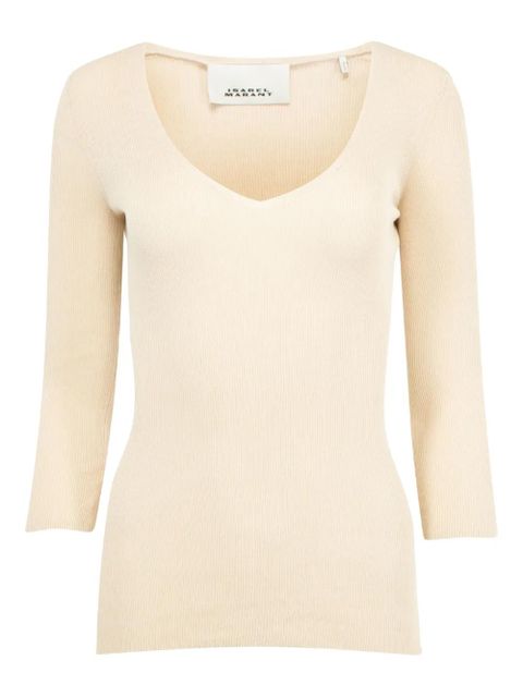 ISABEL MARANT ribbed V-neck top - Neutrals - zdjęcie produktu nr 1