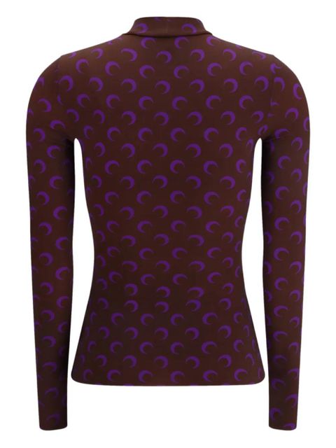 Marine Serre moon-print high-neck top - Brown
