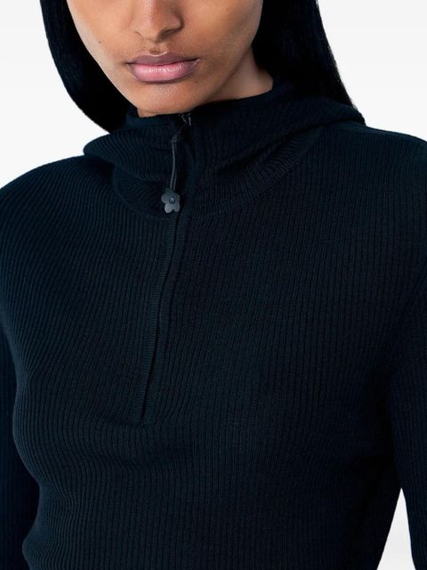 Cecilie Bahnsen high-neck ribbed knit hoodie - Black