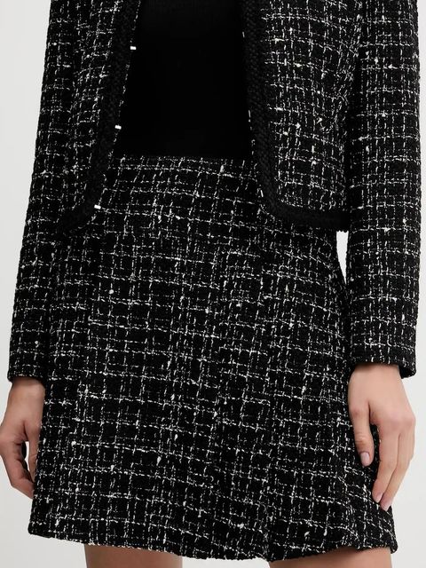 HUGO spódnica z wełną kolor czarny mini rozkloszowana 50550948