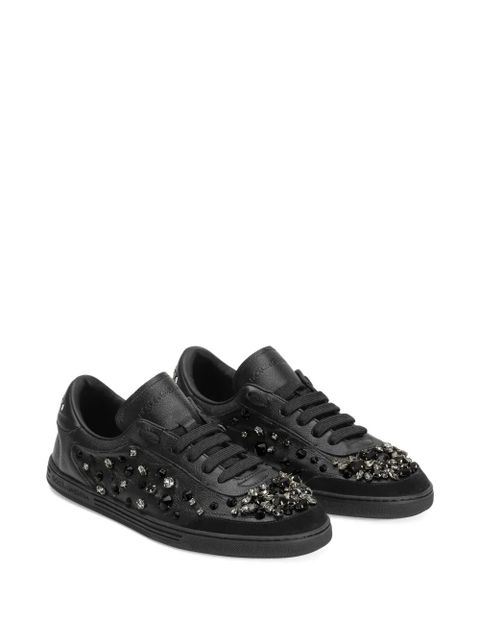 Dolce & Gabbana crystal-embellished leather sneakers - Black