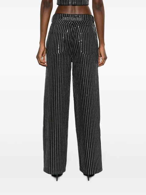 ROTATE BIRGER CHRISTENSEN sequinned striped wide-leg jeans - Black - zdjęcie produktu nr 2