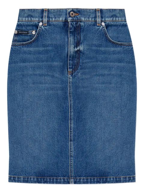 Dolce & Gabbana logo-plaque denim mini skirt - Blue - zdjęcie produktu nr 1