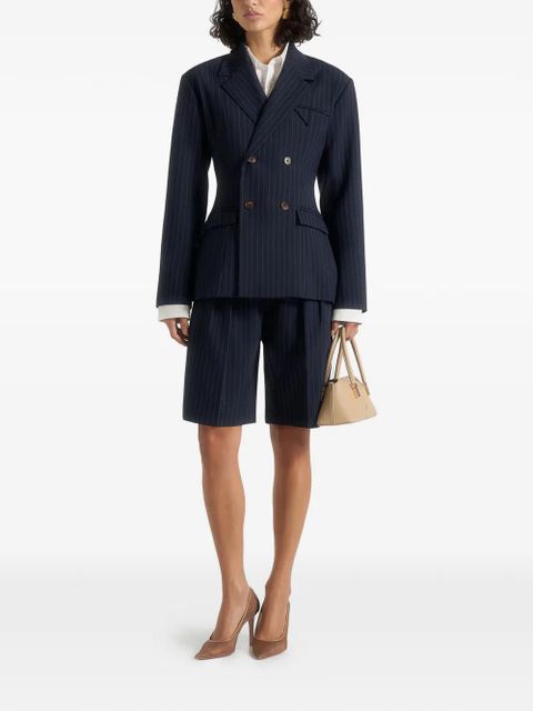 Manière De Voir Lorette pinstripe-print pleated tailored shorts - Blue - zdjęcie produktu nr 2