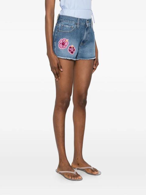 MC2 Saint Barth Musa hibiscus-patch shorts - Blue