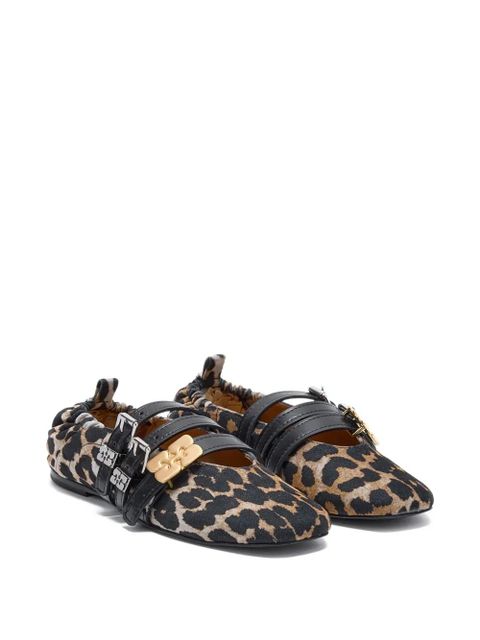 GANNI leopard-print buckle ballet flats - Brown - zdjęcie produktu nr 2