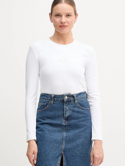 Calvin Klein Jeans longsleeve kolor biały LV047A803G