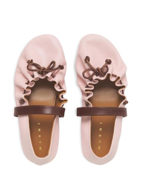Marni strap leather ballet flats - Pink