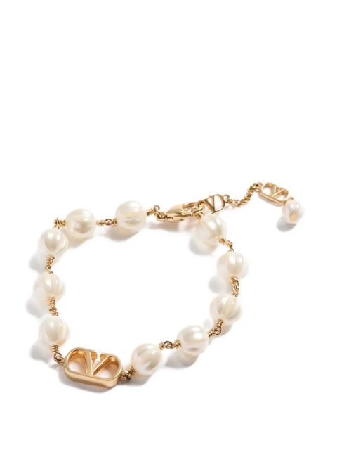 Valentino Garavani Vlogo Signature bracelet in metal with glass beads - Gold
