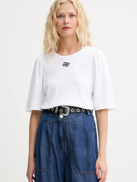 MUNTHE t-shirt bawełniany PARSA damski kolor biały 252110025264 - zdjęcie produktu nr 1