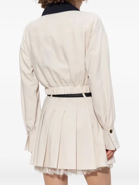 Self-Portrait lace-trimmed zip-front jacket - Neutrals