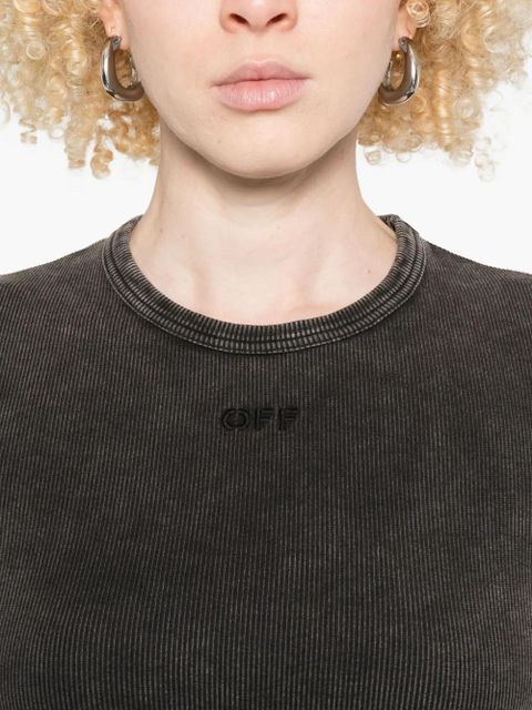 Off-White logo-embroidered T-shirt - Grey
