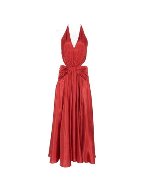 ZIMMERMANN ZIM INDRA PLUNGE HALTER MAXI DRESS RASPBERRY - Red - zdjęcie produktu nr 1