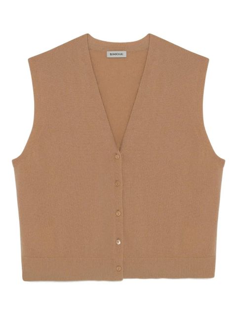 Simkhai Rozzi V-neck cashmere vest - Neutrals - zdjęcie produktu nr 1