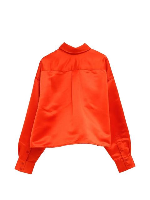 The Frankie Shop Arlen satin-finish cropped shirt - Orange - zdjęcie produktu nr 2