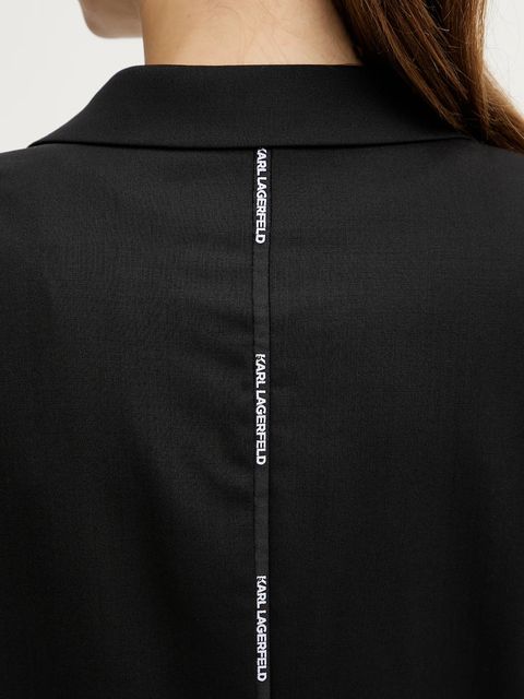 Karl Lagerfeld marynarka z dodatkiem wełny kolor czarny jednorzędowa gładka B1W14012 - zdjęcie produktu nr 2