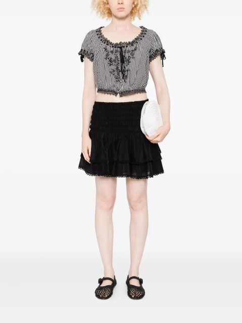 DÔEN Nera gingham cropped blouse - Black - zdjęcie produktu nr 2