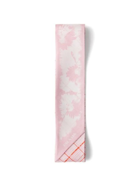 Prada printed silk twill skinny scarf - Pink - zdjęcie produktu nr 2