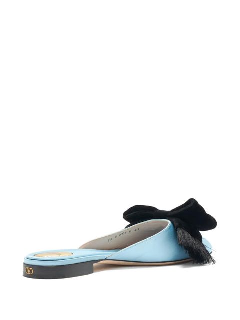 Valentino Garavani Reinette bow-detail satin mules - Blue