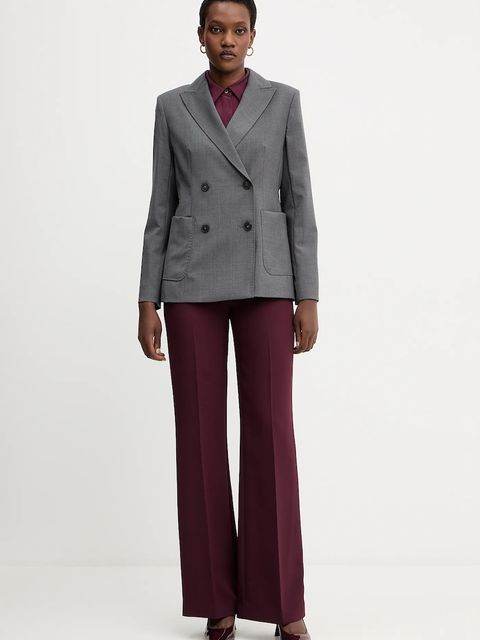 Weekend Max Mara marynarka wełniana ORNATI kolor szary dwurzędowa gładka 2525046012600