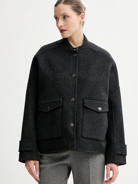 Sessun kurtka z dodatkiem wełny kolor szary przejściowa oversize 25112006