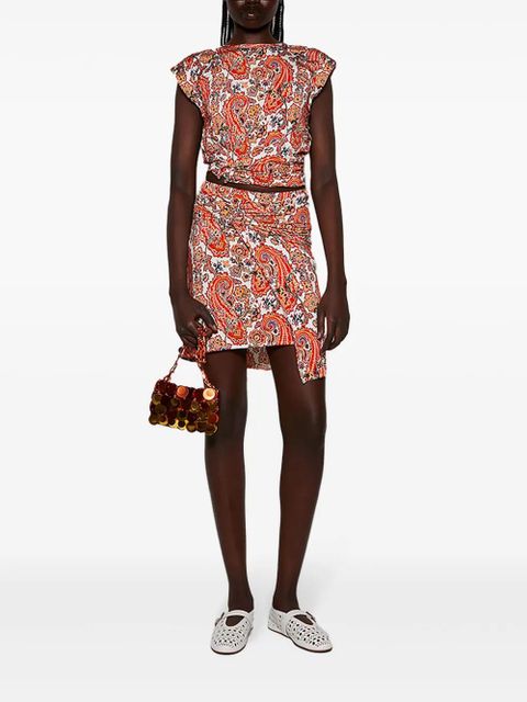 Rabanne Jupe gathered-detail paisley-print skirt - White - zdjęcie produktu nr 2