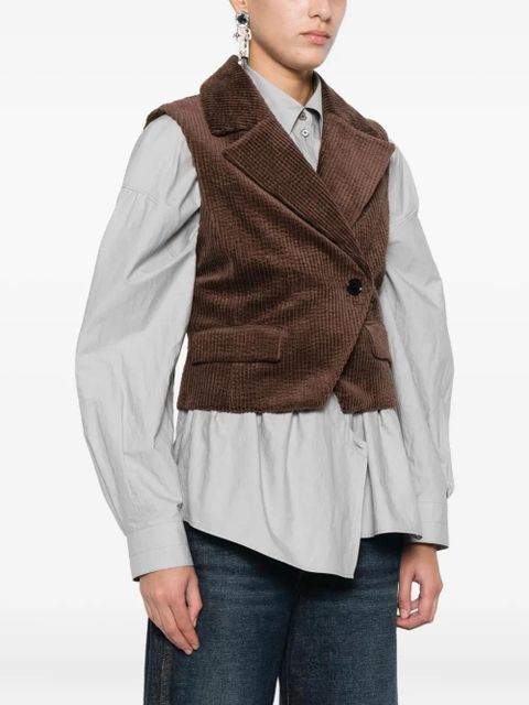 GANNI corduroy buttoned waistcoat - Brown