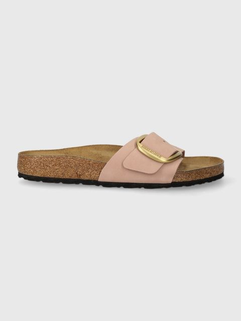 Birkenstock klapki na płaskim obcasie damskie nubukowe Madrid Big Buckle - zdjęcie produktu nr 1