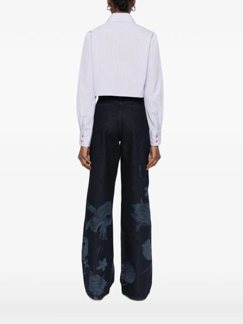 Vivienne Westwood seersucking stripe button crop shirt - White