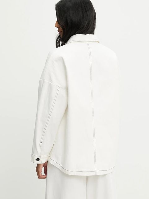 Answear.LAB kurtka jeansowa kolor biały przejściowa