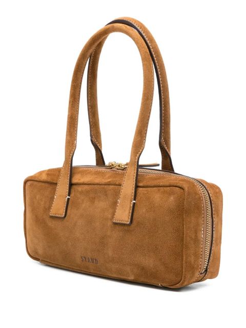 STAUD The Dude suede zip-top tote bag - Brown