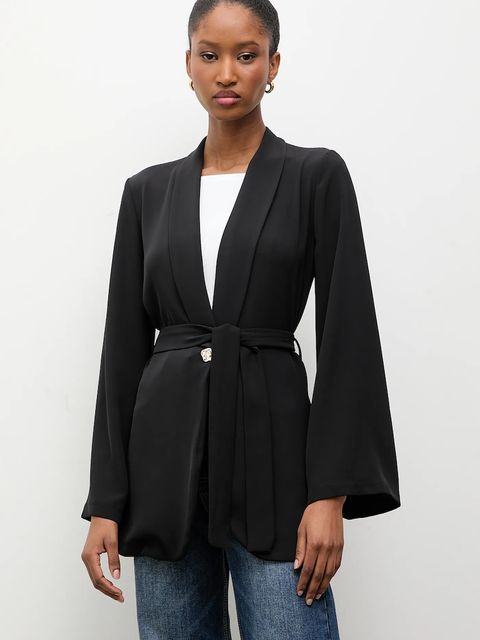Answear.LAB marynarka kolor czarny jednorzędowa gładka - zdjęcie produktu nr 1