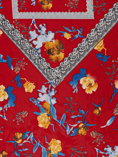 Answear.LAB szal z domieszką jedwabiu damski kolor czerwony wzorzysty