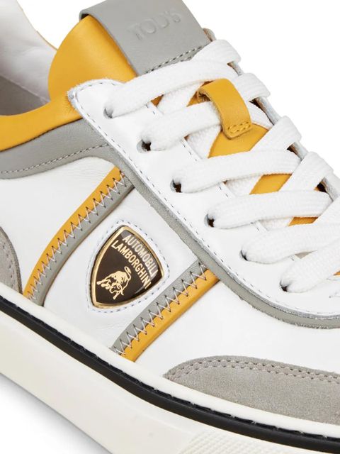 Tod's Automobili Lamborghini logo-debossed low-top sneakers - White