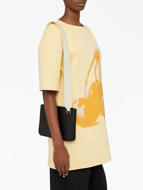 Jil Sander Link LG logo-strap leather crossbody bag - Black