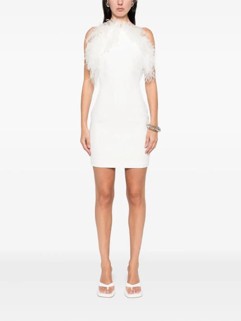 The Attico feather-trim mini dress - White - zdjęcie produktu nr 2
