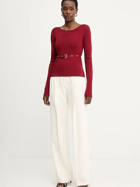 Patrizia Pepe sweter damski kolor czerwony lekki 8K0309 K274 - zdjęcie produktu nr 2