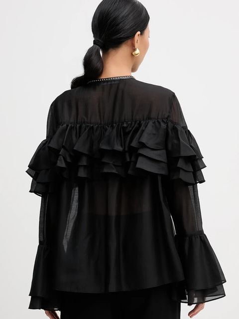 Karl Lagerfeld bluzka damska kolor czarny gładka B1W11011 - zdjęcie produktu nr 2