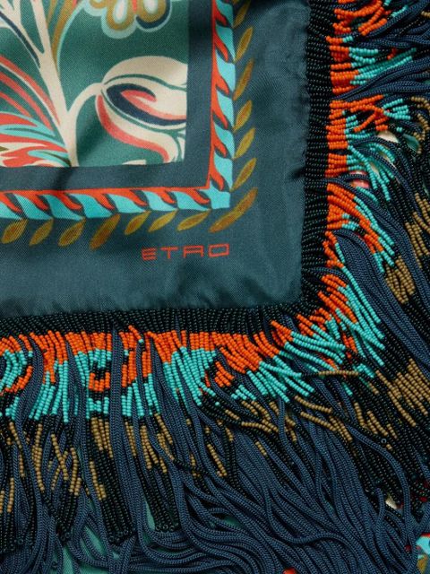 ETRO daffodil-motif fringed scarf - Blue - zdjęcie produktu nr 2